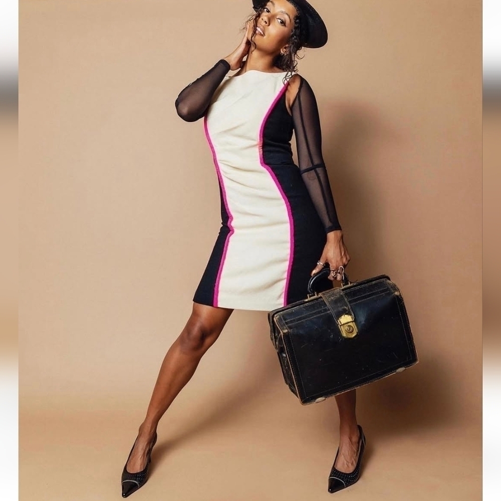Milly of New York Color Block Wool Sheath Dress